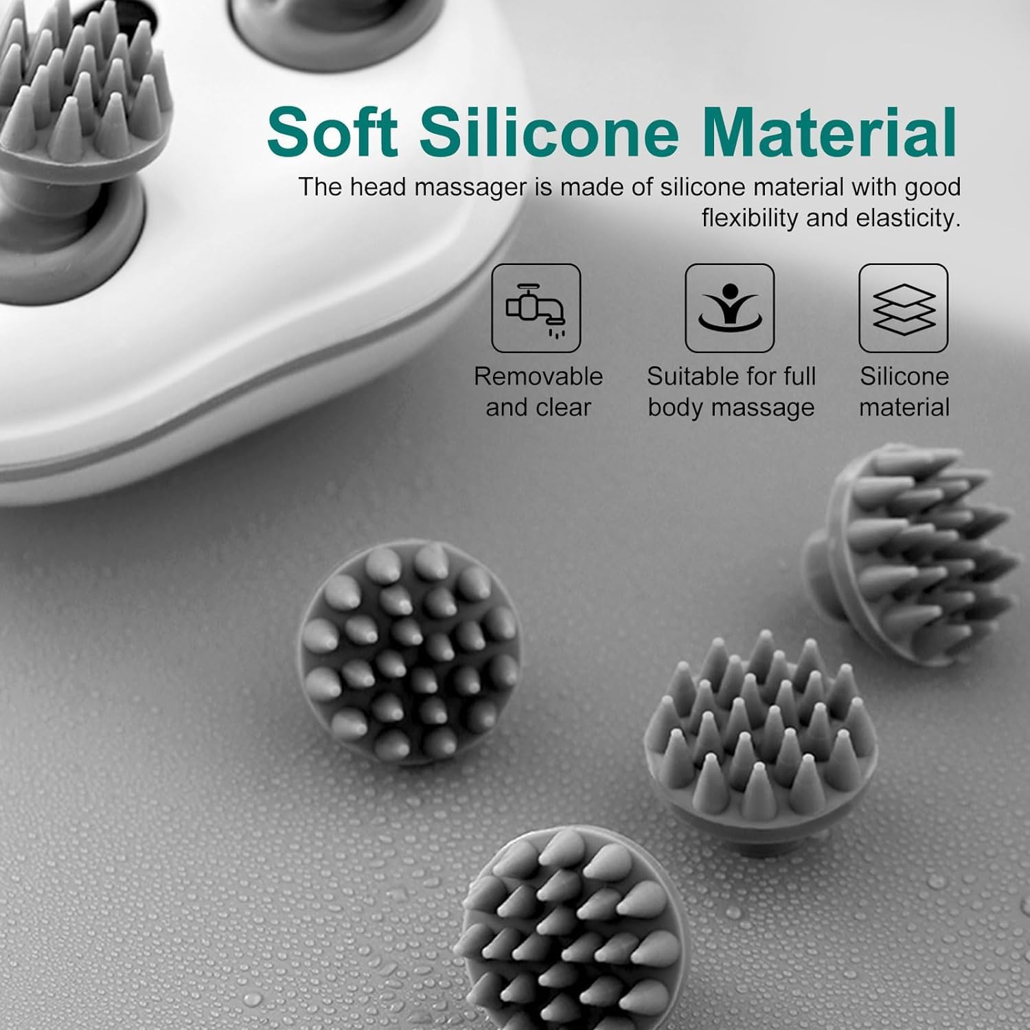 Electric Scalp Massager - Boost Hair Growth & Relaxation with Advanced Red Light Therapy | Silicone Kneading Points Detachable Heads