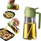 Oil Sprayer & Dispenser Bottle | 500ml 2-in-1 | Premium Glass Oil Bottle with Nozzle for Healthy Cooking & Roasting