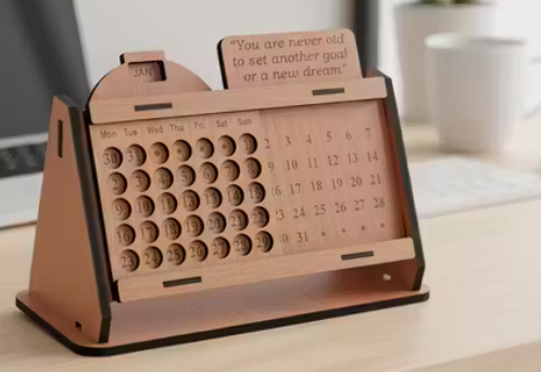 Wooden Lifetime Infinite Motivation Quote Desk Calendar | for office Table calendar medium size | gift for office decor Table Calendar