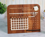 Lifetime Wooden Adjustable Calendar | Home-Desk, Office-Desk decor | Mark Important Dates and Days |Inspirational Quote Design with a Built-in clock