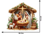 Wooden Wall hanging for Home Living Room | Jesus Birth Holy Night Christmas Decoration Reindeer