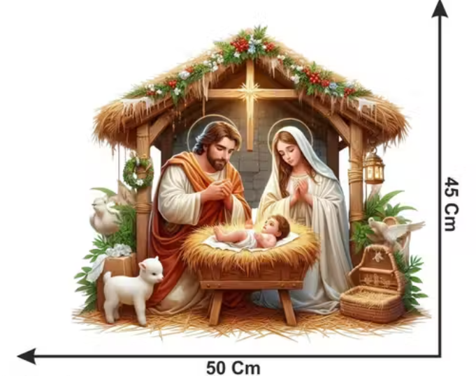 Wooden Wall hanging for Home Living Room | Jesus Birth Holy Night Christmas Decoration Reindeer