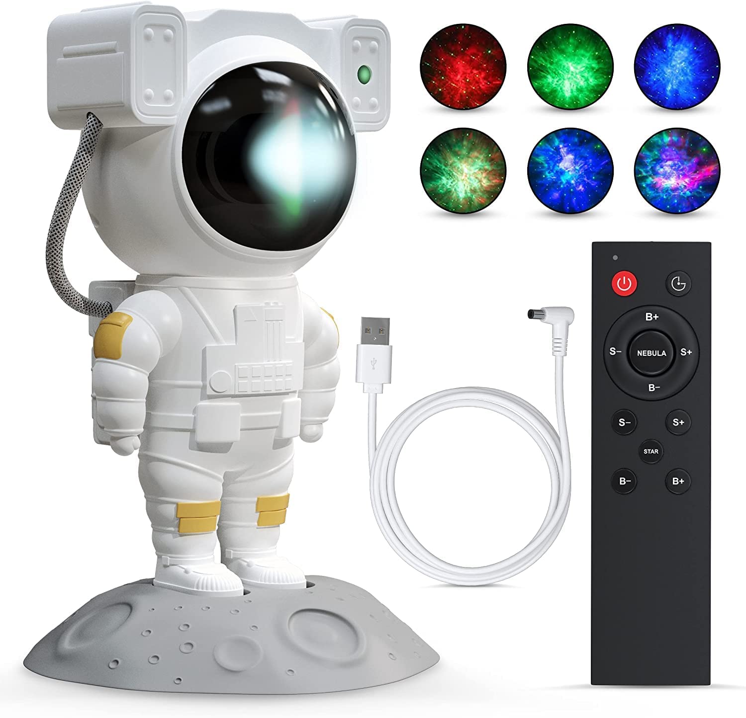 Astronaut Galaxy Projector | Night Light – 360° Rotating  | Nebula Star Projector with Remote Control, Timer & Adjustable Head | Space Lamp for Home & Décor , Gifts