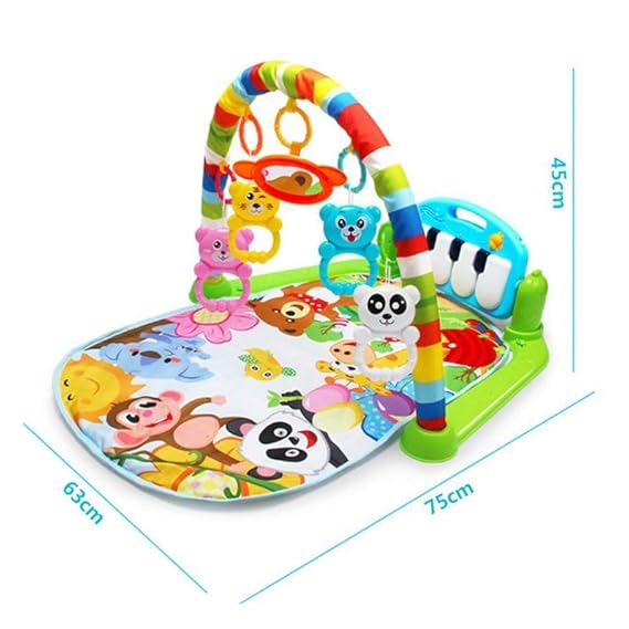 Interactive Baby PlayToy| Newborn Baby Activity Gym with Kick Piano, Rattles, Mirror, Arch Toys and Soft Mat for Crawling and Tummy Time Fun | Multi-Function ABS High Grade Plastic