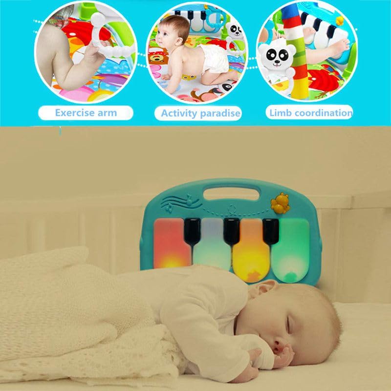 Interactive Baby PlayToy| Newborn Baby Activity Gym with Kick Piano, Rattles, Mirror, Arch Toys and Soft Mat for Crawling and Tummy Time Fun | Multi-Function ABS High Grade Plastic