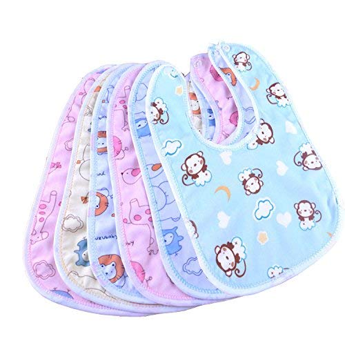 Premium Baby Feeding Neck Apron | Waterproof and Extra Soft | Absorbent Fast-Dry Cotton | Durable, Lightweight, Washable & Reusable Meal Time Bibs | Set Of 5