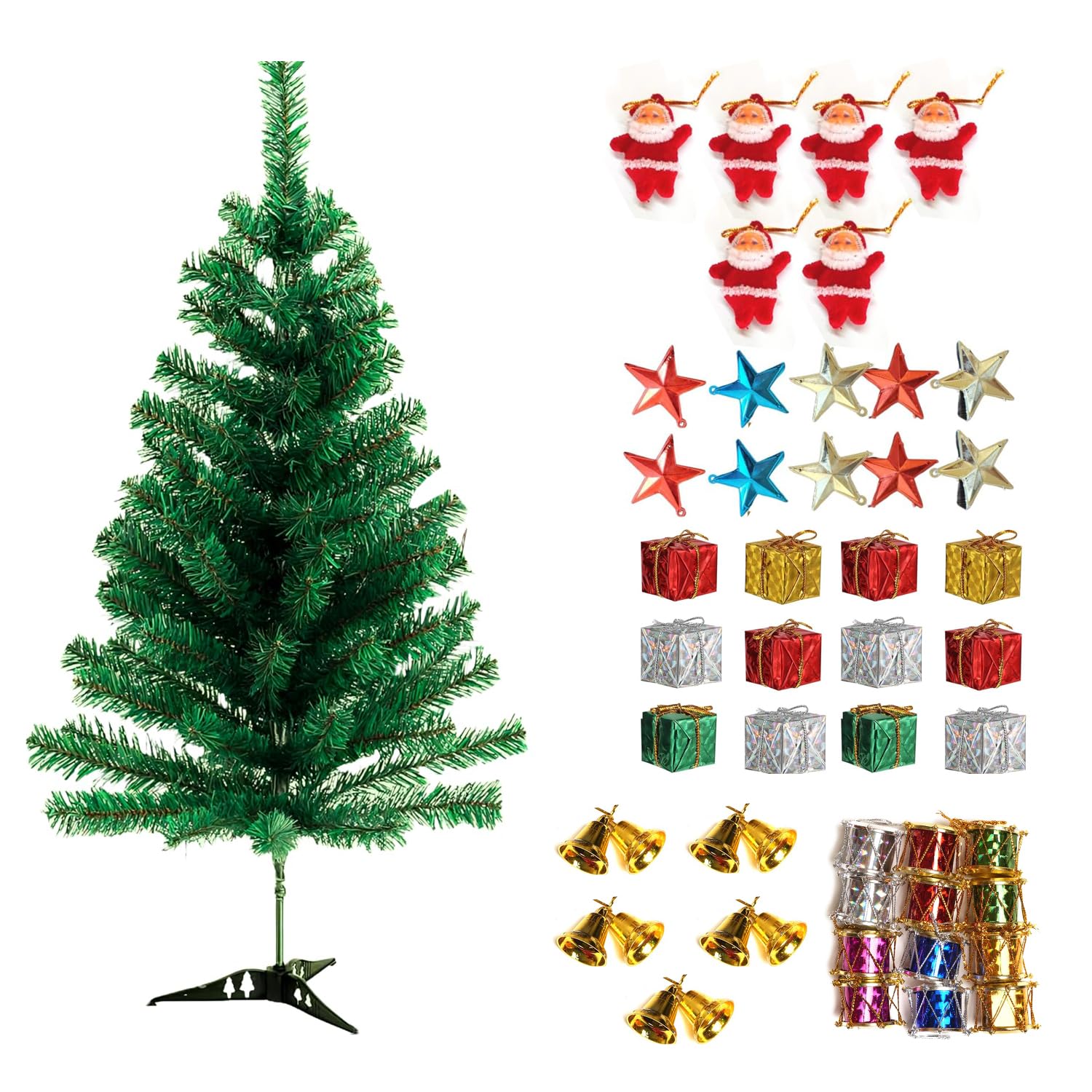 Christmas Tree (3 feet) | Christmas Hanging Ornaments 35 Pcs Decorations for Home Decor & Xmas Tree Decoration Items (may vary)