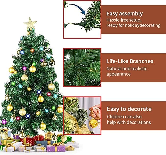Christmas Tree (3 feet) | Christmas Hanging Ornaments 35 Pcs Decorations for Home Decor & Xmas Tree Decoration Items (may vary)