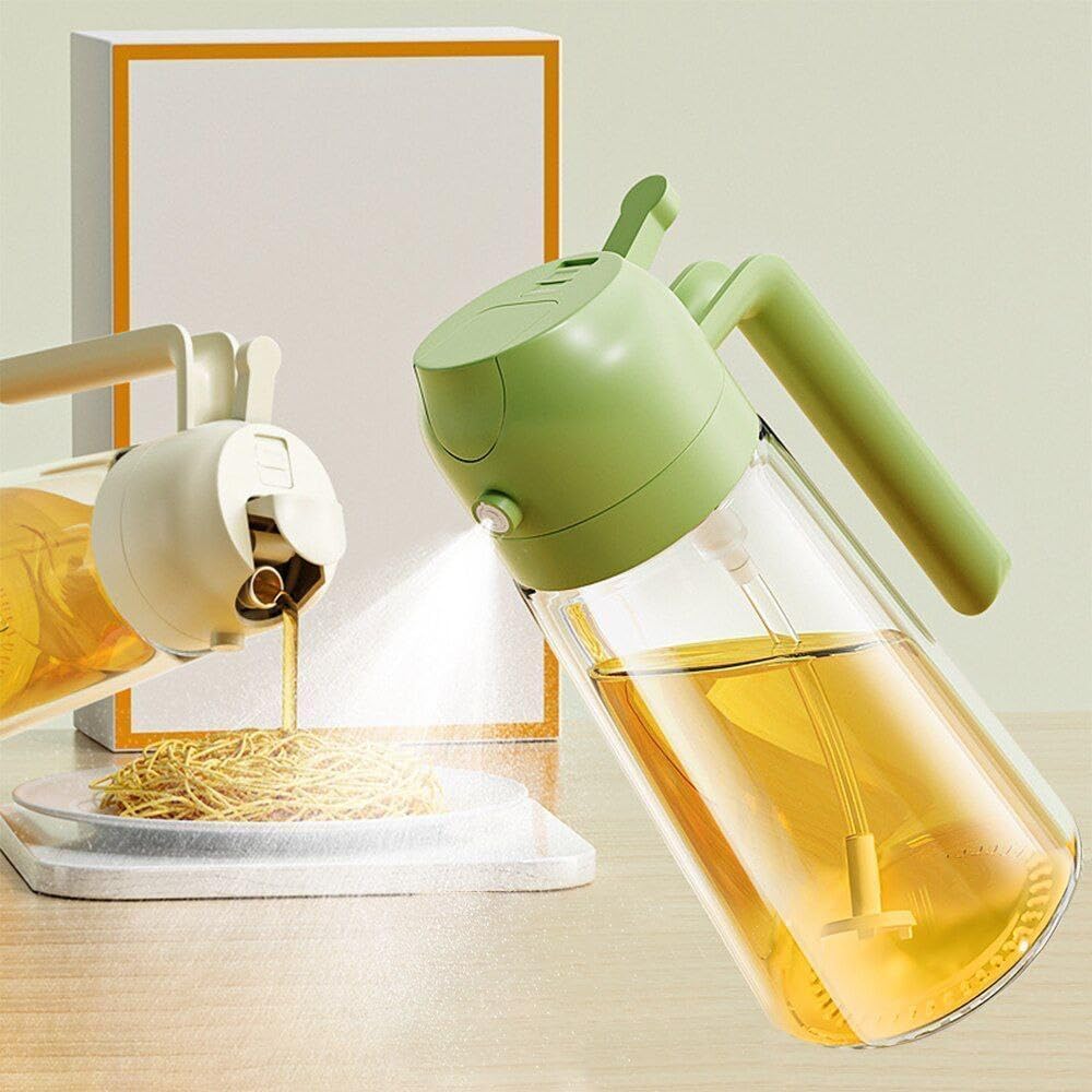 Oil Sprayer & Dispenser Bottle | 500ml 2-in-1 | Premium Glass Oil Bottle with Nozzle for Healthy Cooking & Roasting