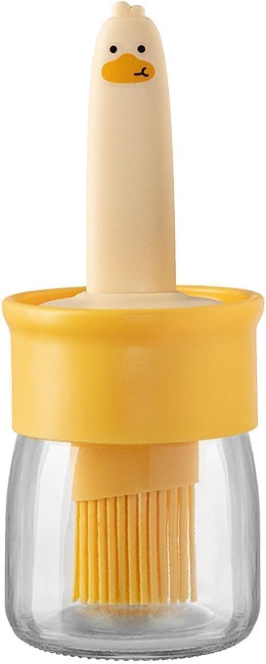 Glass Oil Dispenser Bottle(200 ml) with Silicone Brush for Cooking , Vinegar Sauce , Grill , Frying , Baking, Air Fryer | Versatile Oil Container with Brush (Pack of 1)